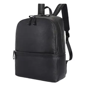 Mochila informal de gran capacidad para hombre, bolso antirrobo personalizado de cuero para ordenador portátil de 14 pulgadas, color negro, de viaje de lujo