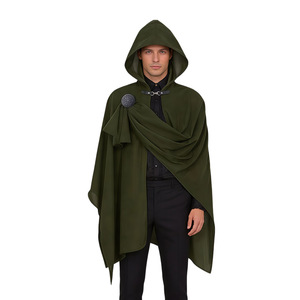 Cape à capuche verte de chevalier médiéval, costume de cosplay Renaissance pour adulte, fête d'Halloween - Product Image 1
