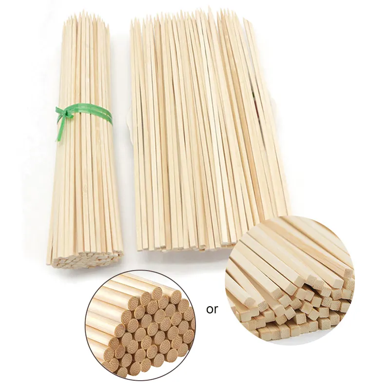 Material fuerte barbacoa palos de bambú pinchos Plaza tostado 40cm barbacoa 100 piezas en bolsa 3.0x300mm