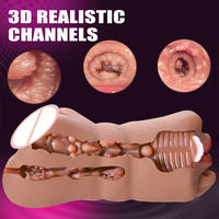 Masturbateur masculin réaliste 3 en 1, avec lèvres charnues arrondies, double tête, vagin de poche, texture 3D, jouets sexuels pour hommes, godet de masturbation