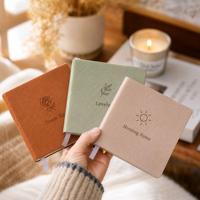 Carnet de notes personnalisé en cuir PU, carnet de voyage carré, agenda quotidien minimaliste