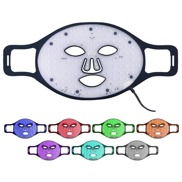 7 Color Silicone Red Light Therapy LED Facial Mask Professional Red Infrared Light Therapy Face Mask