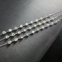 Bijoux de cristaux de guérison à la mode Madagascar arc-en-ciel Moonstone Bracelets de chaîne à breloques en argent sterling 925
