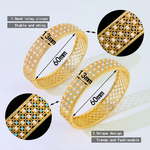 Ensemble de bijoux de mode Dubaï, plaqué or 21 carats, perles italiennes de qualité supérieure, bracelet et bague, ensemble de 2 pièces pour femmes, mariage, fête - Product Image 6