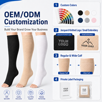 Chaussettes de compression graduée médicale 20-30 mmHg, hauteur genou, à bout ouvert, pour le voyage et usage quotidien, OEM ODM