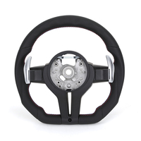 Volant en cuir perforé à fond plat avec LED intégrées pour BMW F10 F20 F30 F31 M2 F87 M3 F80 M4 F82 M5 F90 E60 E90 E92