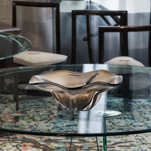 Bol en verre de pièce maîtresse de Murano de couleur chocolat, bord ondulé et base texturée. Idéal pour <span class=keywords><strong>la</strong></span> décoration intérieure, l'affichage d'art - Product Image 5