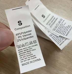 Satijnen Zeefdruk Kledingstuk Wasverzorging Labels Kleding Bedrukt Satijn Labels Groothandel Op Maat Satijnen Lint Tag - Product Image 3