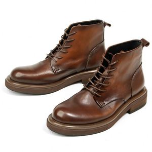 High-quality Cowhide Men's Formal Chelsea & Chukka Boots Lace-up Waterproof Ankle Boots for Autumn Casual <b>Shoes</b> - Product Image 4