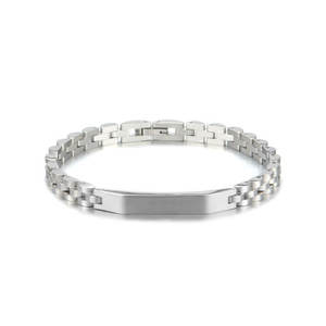 Pulsera y brazalete de moda para hombre de acero inoxidable 316L antideslustre, chapado en oro de 14K y 18K, espacios en blanco grabables para pulseras de hombre - Product Image 5