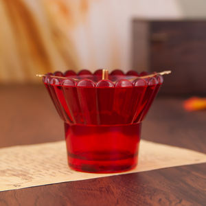 HT placcato oro portacandele chiesa centrotavola gesus portacandele religioso con vetro rosso tazza di decorazione per la casa di nozze - Product Image 6