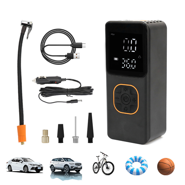 DC7.2V 150 PSI Rechargeable Cordless Electric Tyre Inflator with Digital Display, Portable Wireless Car Air Pump Compressor