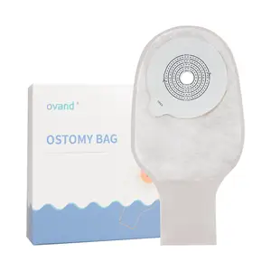 Ovand012 Skin-friendly Design Medical Hydrocolloid Barrier Ostomy Bag Sealing Clip Design One-piece Colostomy Bag For Adult