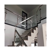 Rampe d'escalier en verre trempé pour villa moderne, garde-corps extérieur, balcon de maison, poteaux de balustrade en acier inoxydable