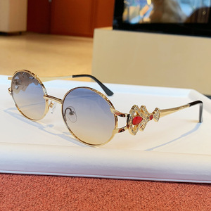 Retro Oval <b>Sunglasses</b> Metal Frame Rhinestone Decor Women UV400 Type 3 Sunshades - Product Image 3