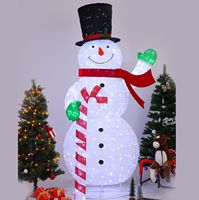 Bonhomme de neige de Noël lumineux à LED de 2,4 m avec motif canne en sucre, décoration de jardin pour intérieur et extérieur