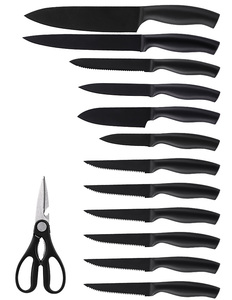 Xyj ensemble <span class=keywords><strong>de</strong></span> couteaux <span class=keywords><strong>de</strong></span> cuisine, série foncée, tout <span class=keywords><strong>noir</strong></span>, coutellerie en acier inoxydable, ensemble <span class=keywords><strong>de</strong></span> couteaux <span class=keywords><strong>de</strong></span> cuisine à manche creux, ensemble <span class=keywords><strong>de</strong></span> 13 pièces - Product Image 5