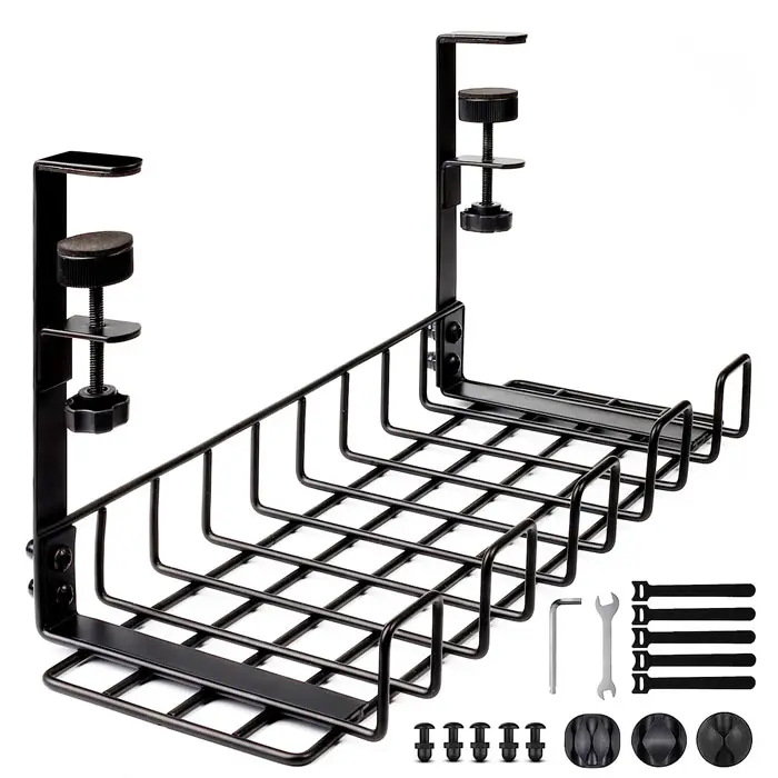 17 "Kawat Di Bawah Meja Kabel Manajemen Tray 2 Pak Kabel Organizer Tray Kawat Logam Kabel Tray