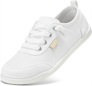 White Canvas <b>Shoes</b> Women Lace Up Casual <b>Sneakers</b> Platform Sole Rubber Outsole for Student Daily Wear - Product Image 1