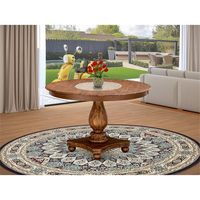 Table à manger moderne en bois FE2-0N-TP Ferris - Base ronde sur piétement 48x48 pouces, finition sablée, noyer antique, mobilier pour la maison et l'hôtel