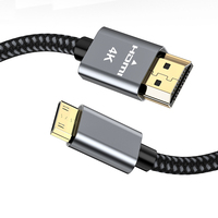 Câble Mini HDMI vers HDMI plaqué or 1,5 m 4K 60Hz, cordon de connexion vidéo et audio haute définition pour appareil photo numérique, caméscope, tablette