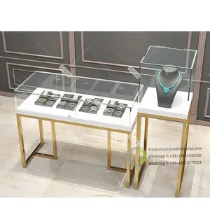 Hersteller Großhandel Weißes Glas Holz Klassische Modische Diamant Vitrine Für Diamant Shop