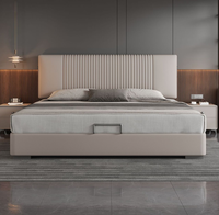 Lit de rangement moderne en cuir de haute qualité et pas cher, taille king, avec cadre en bois et lattes pour meubles de chambre à coucher
