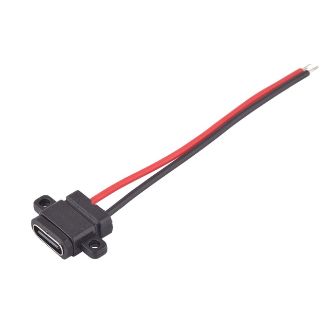 USB Type C 2Pin 3A Rated Copper Waterproof IPX5 Add Welding Line Connector