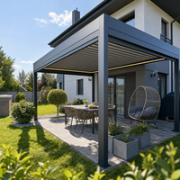 Pergola de balcon automatique avec toit à lames orientables imperméable, mobilier d'extérieur et chaise