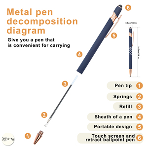 Tùy chỉnh quảng cáo 2 trong 1 Kim Loại màn hình nhôm Ballpoint Rose Gold <span class=keywords><strong>Pen</strong></span> với biểu tượng tùy chỉnh khắc Stylus - Product Image 5