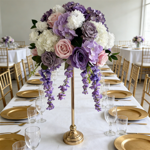 Boule de fleurs artificielles pour centre de table, boule de fleurs violettes, boules de fleurs en soie pour centre de table, décoration de mariage - Product Image 1