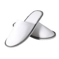 Chaussons jetables en velours corail blanc de luxe pour hôtel, spa et invités, personnalisables avec logo OEM pour équipements hôteliers