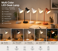 Lampe de bureau minimaliste à lumière chaude, rechargeable, fonctionnant sur batterie, avec col de cygne flexible