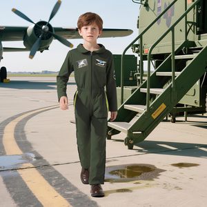 Combinaison de pilote de chasse JoyFuncos pour enfants, combinaison de vol d'aviateur pleine longueur avec poches pour costume de fête d'Halloween, unisexe - Product Image 6
