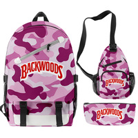 Nouveauté Sac à dos scolaire pour ordinateur portable de grande capacité, imperméable, entièrement imprimé, personnalisé, Cookie RAW Backwoods, ensemble 3 en 1