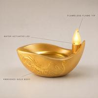 Diya LED doré métallique pour Diwali, articles cadeaux de luxe pour Diwali, bougies LED pour Diwali, ensembles de bougies pour invités