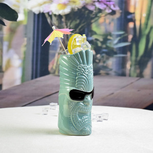 Tiki Wine Glass Party Wineware Taza Tiki de cerámica Gafas de sol personalizadas Taza de cóctel de cerámica para hombres - Product Image 5