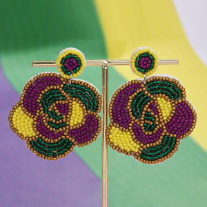 Pendientes tejidos máscara de Carnaval flor langosta flecos Color cuentas de arroz pendientes colgantes para mujeres Uionen 1857 - Product Image 3