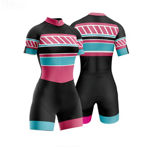 Traje de Ciclismo de Manga Corta Tipo Jumpsuit Ropa de Bicicleta Transpirable para <span class=keywords><strong>Mujer</strong></span> Traje de Triatlón Trisuit - Product Image 4