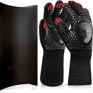 Guantes de horno ignífugos personalizados de fábrica, guantes de goma de seguridad de cuero resistentes al calor para barbacoa de mano, guantes para parrilla de jardinería para parrilla Premium - Product Image 4