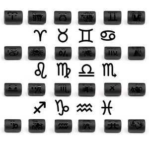 Bracciale con ciondoli dei 12 segni zodiacali, perline di vetro nero, bracciale elastico con occhio di tigre naturale per gioielli da <span class=keywords><strong>uomo</strong></span> - Product Image 6
