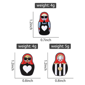<span class=keywords><strong>Broche</strong></span> en émail motif cœur de dessin animé, poupée <span class=keywords><strong>Matriochka</strong></span> russe, en alliage de zinc, pour veste, sac à dos, chapeau, décoration, cadeau - Product Image 2