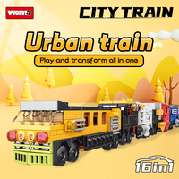 WOMA TOYS C0328 Ensemble de blocs de construction personnalisables pour enfants : Bus, Véhicule, Train, Voiture, Maquettes de voitures de police urbaines, Jouets de puzzle