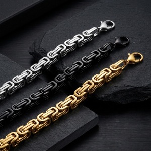Bracelet chaîne en acier inoxydable pour hommes, style hip-hop, or, noir, argent, maillons colorés, bijoux, cadeau, accessoire de mode - Product Image 1
