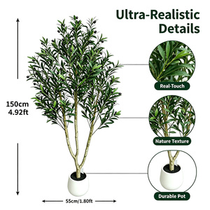 Olivier artificiel fruitier 150 cm, réaliste, faux <span class=keywords><strong>Olea</strong></span> <span class=keywords><strong>Europaea</strong></span> en pot, pour la décoration de la maison, du salon, de la terrasse et du balcon - Product Image 4
