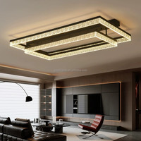 Plafonnier LED géométrique contemporain, cadre noir avec accents en acrylique, éclairage moderne de luxe encastré pour salon