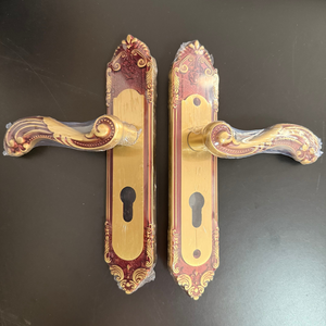 Cerradura de puerta de madera para interiores de lujo de gran tamaño de cobre HW estilo de diseño moderno con manija roja Borgoña para dormitorio europeo - Product Image 4