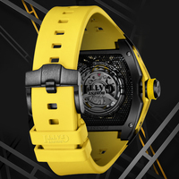 Montre mécanique automatique Bonest Gatti pour homme, phase de lune, réserve de marche, fond transparent, bracelet en caoutchouc, cadeau d'affaires BG5502