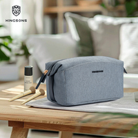 Sac cosmétique résistant à l'eau Kingsons 3L, polyester texturé, fermeture éclair en métal, trousse de maquillage portable pour femmes