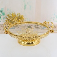 Plateau rond en métal et verre électroplaqué pour fruits et collations, bol à fruits, ornement décoratif, usage domestique, style européen, accessoire de table basse